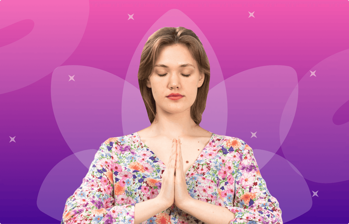 woman doing namaste