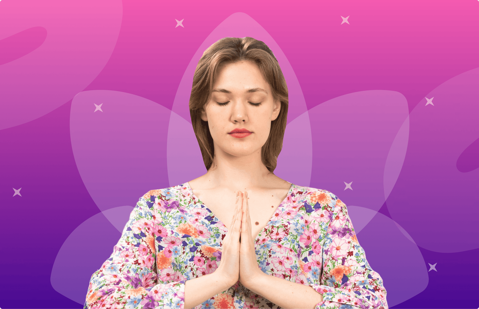 woman doing namaste