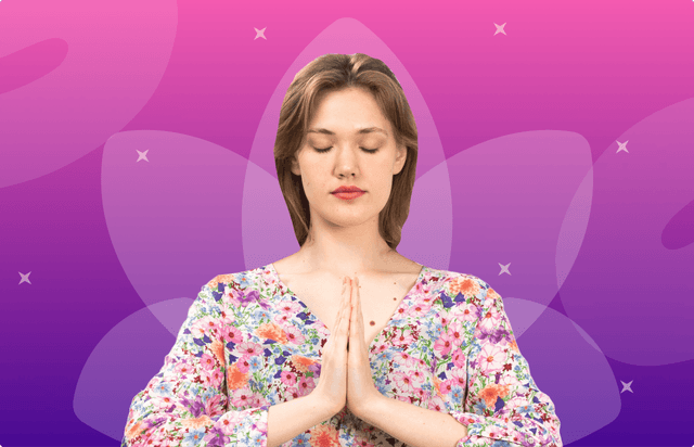 woman doing namaste